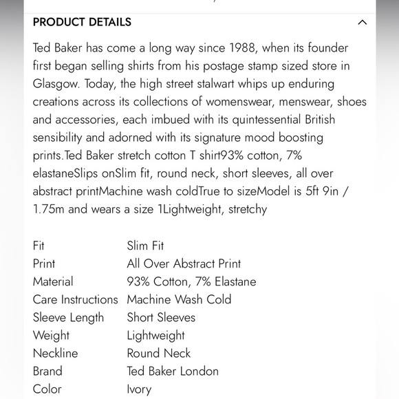 Ted Baker London Rosiean Abstract Print Stretch Cotton Fitted Tee Shirt 4 XL - Picture 2 of 7